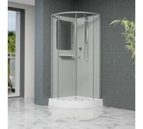 Душевая кабина RGW 90x90x200 AN-208 полукругольная, матовый хром, прозрачное, 5 мм 3 уп. 381320899-12