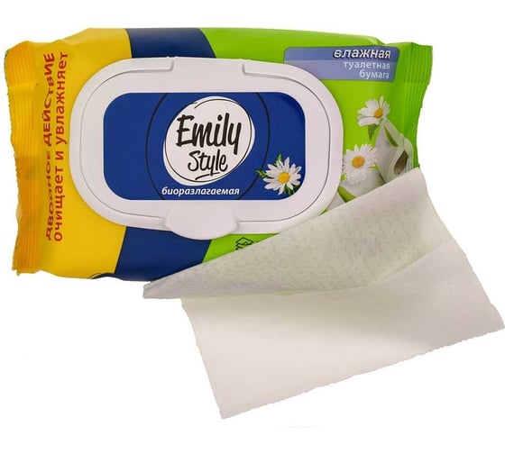Влажная туалетная бумага Emily Style растворяющаяся, 72 шт 218425
