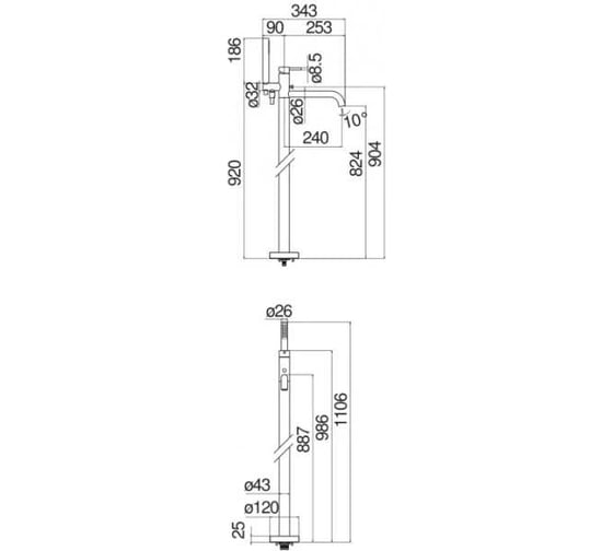 Напольный смеситель для ванны NOBILI VELIS красное золото WE00180/VERCP 00000096374