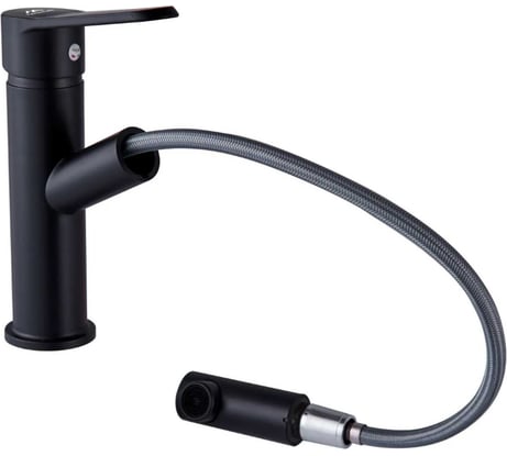 Смеситель для раковины FASHUN с литым изливом из пластика, чёрный, однорычажный PL4009-7