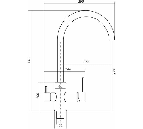 Смеситель для кухни Uperwood UPD-003_07, с фильтром для питьевой воды, вороненая сталь/дым UPD-003-07