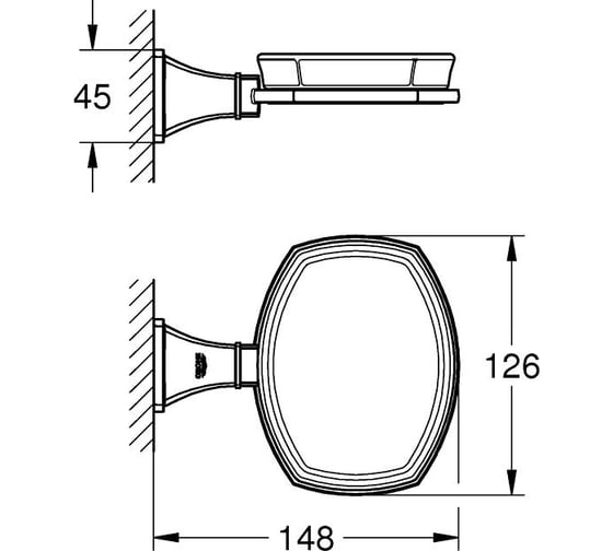 Керамическая мыльница Grohe Grandera с держателем, хром/золото 40628IG0