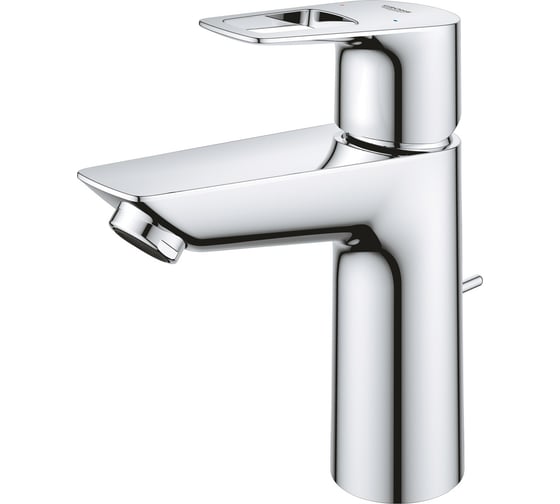 Смеситель для раковины GROHE BauLoop с ограничителем температуры и рычажным донным клапаном, M-Size, хром 23885001