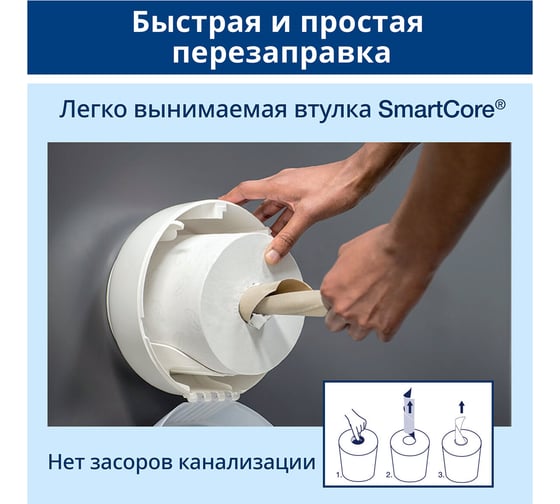 Туалетная бумага TORK Advanced 207 м, Система T8 SmartOne, 6 шт, 2 слоя, белая 472242 126503