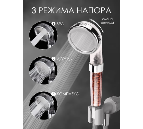 Душевая лейка ISMA фильтрация-ионная; 0-80с; 3 режима ISMA-SK-00600(52054)