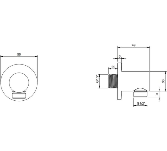 Выпуск для душа VILLEROY & BOCH 1/2, латунь, черный матовый TVC000456000K5 00000097943
