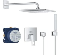 Набор GROHE Eurocube смеситель, верхний душ RSH Mono 310 Cube c душевым кронштейном 422 мм, ручной душ Euphoria Cube Stick, шланг 25238000 00000099950