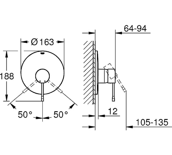 Внешняя часть смесителя для душа GROHE Essence New, никель глянец 19286BE1