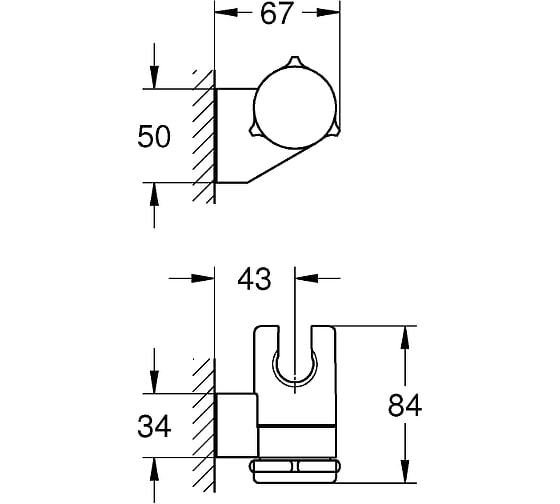 Настенный держатель для душа GROHE Vitalio Universal хром 26183000