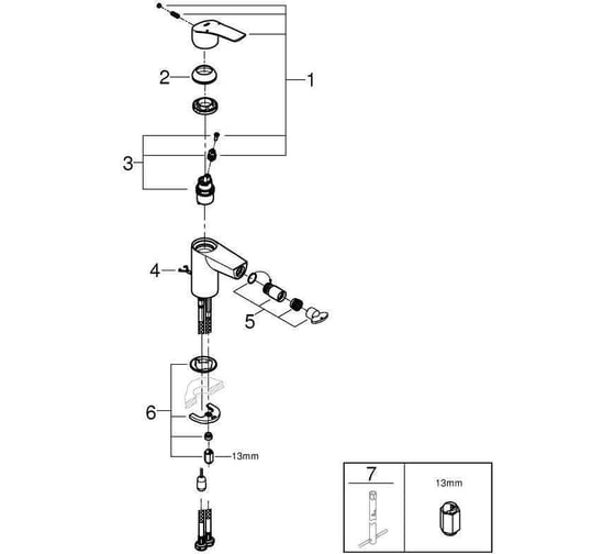 Смеситель для биде GROHE Eurosmart с цепочкой, хром 32927003