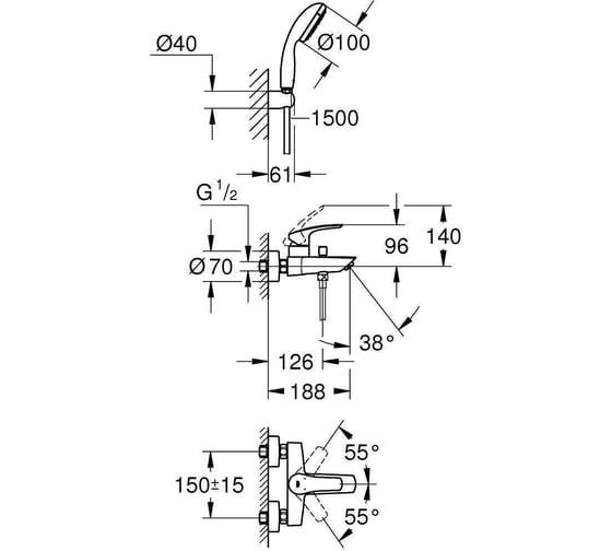 Смеситель для ванны GROHE Eurosmart хром 33302003