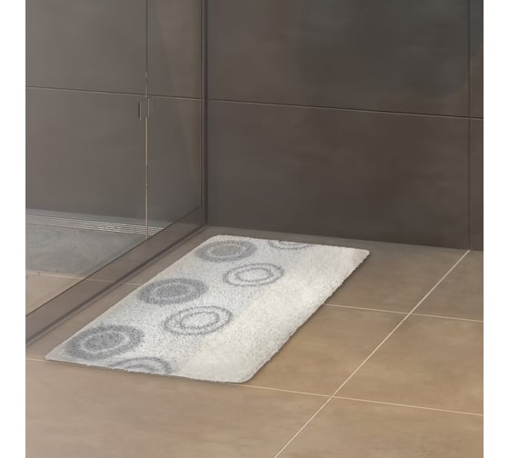 Коврик для ванной комнаты IDDIS 50*80 см, акрил, Chequers, white 432A580I12