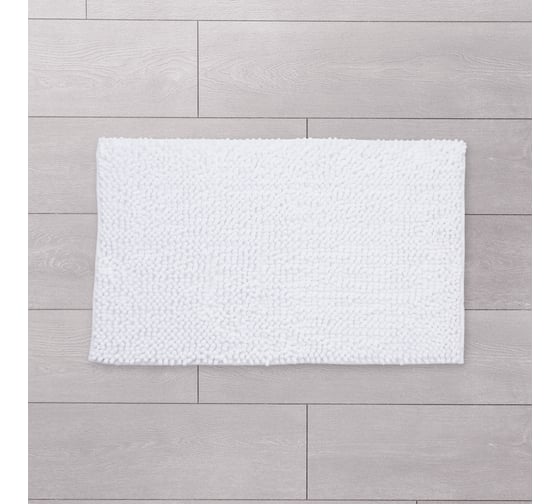 Коврик для ванной комнаты IDDIS 50*80 см, микрофибра шенилл, White Leaf 650M580i12