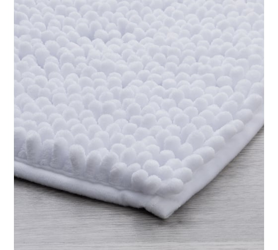 Коврик для ванной комнаты IDDIS 50*80 см, микрофибра шенилл, White Leaf 650M580i12