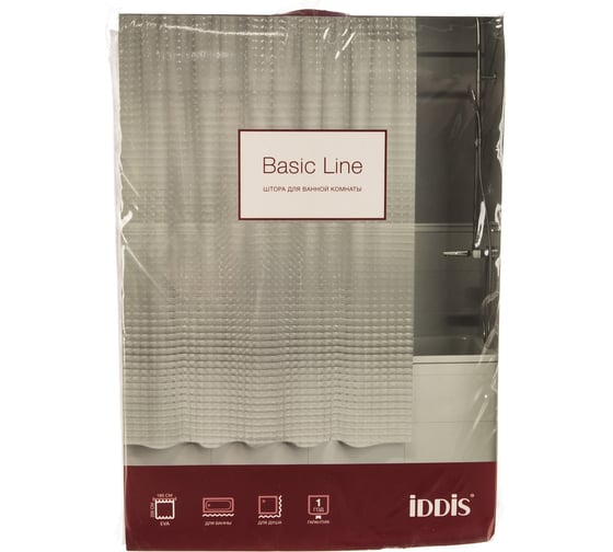 Штора для ванной комнаты IDDIS 200*180 см, EVA, Stereo Square 500E18Si11