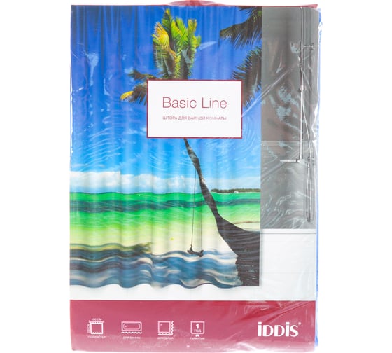 Штора для ванной комнаты IDDIS 180*200 см, полиэстер, Maldivian 630P18Ri11