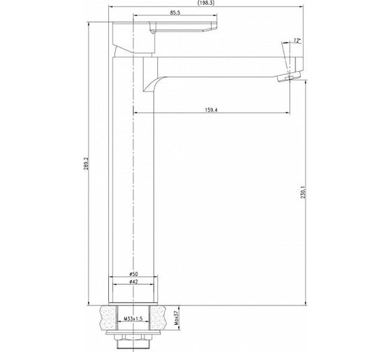 Смеситель для настольного умывальника IDDIS Sena SENSB01i01