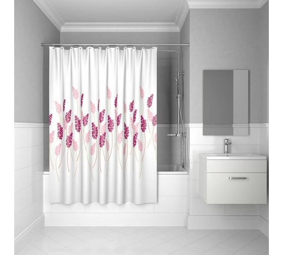 Штора для ванной комнаты IDDIS 200*200 см, полиэстер, lavender happiness SCID120P