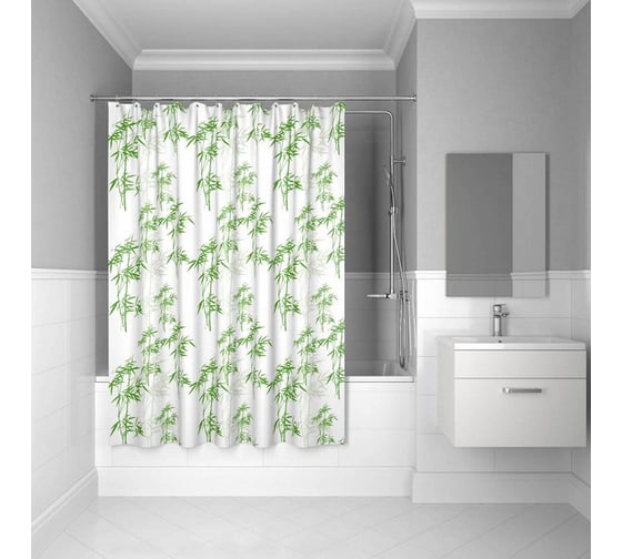Штора для ванной комнаты IDDIS 200*200 см, полиэстер, bamboo leaf SCID010P 1