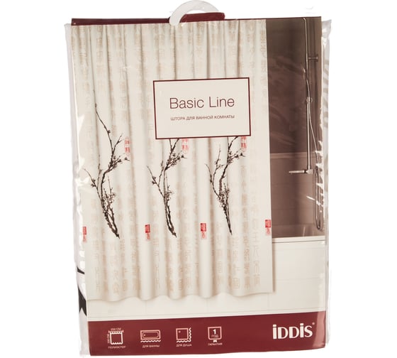 Штора для ванной комнаты IDDIS 200*200 см, полиэстер, cherry tree SCID100P
