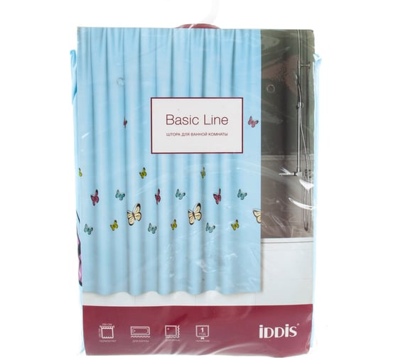 Штора для ванной комнаты IDDIS 200*200 см, полиэстер, blue butterfly SCID031P