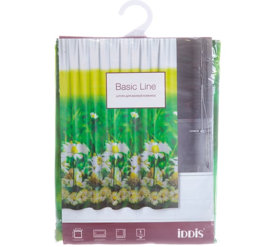 Штора для ванной комнаты IDDIS 200*200 см, полиэстер, daisy garden SCID050P