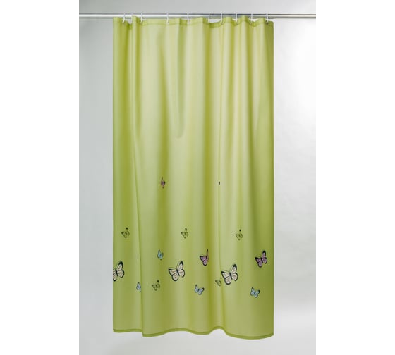 Штора для ванной комнаты IDDIS 200х200 см, полиэстер, green butterfly SCID032P