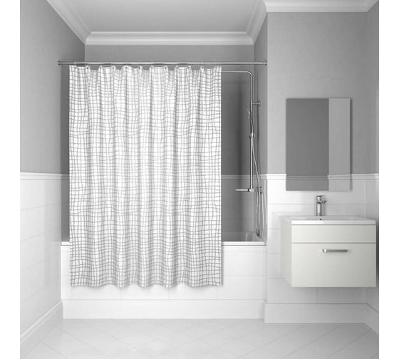 Штора для ванной комнаты IDDIS 200*180 см, полиэстер, Silver Gauze 341P20RI11 1