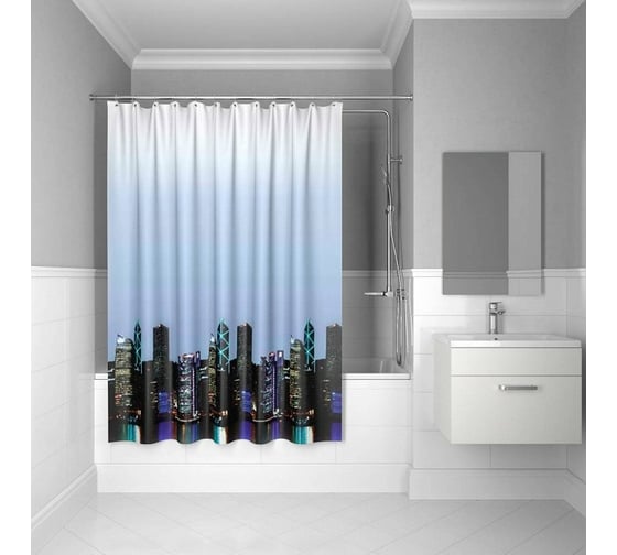 Штора для ванной комнаты IDDIS 200*240 см, полиэстер, ID, city 210P24RI11