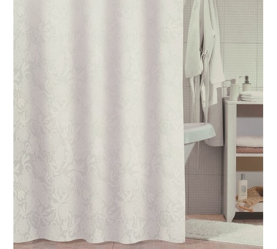 Штора для ванной комнаты Milardo 180х180 см, полиэстер, White Shadows, 830P180M11