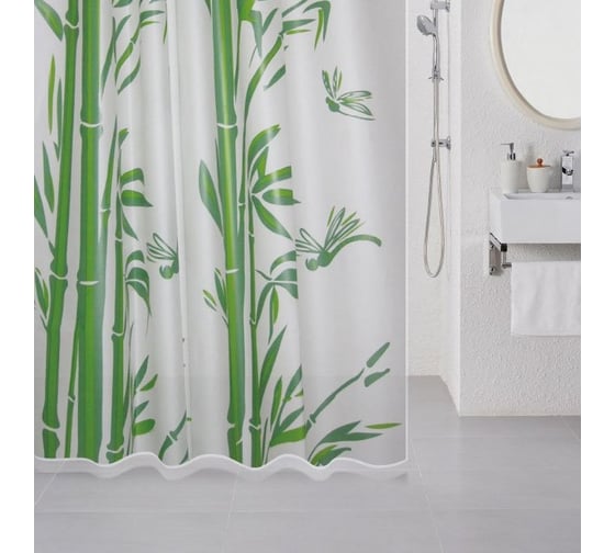 Штора для ванной комнаты Milardo, 180*180 см, Bamboo green, 510V180M11