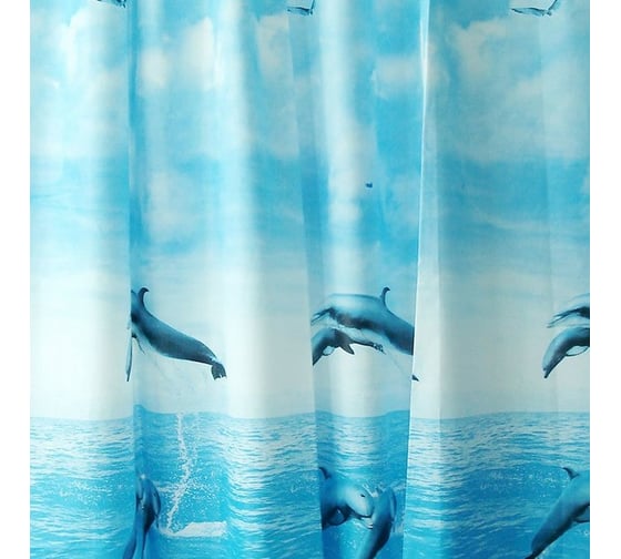 Штора для ванной комнаты Milardo 180х180 см, PEVA, Dolphins, 519V180M11 1