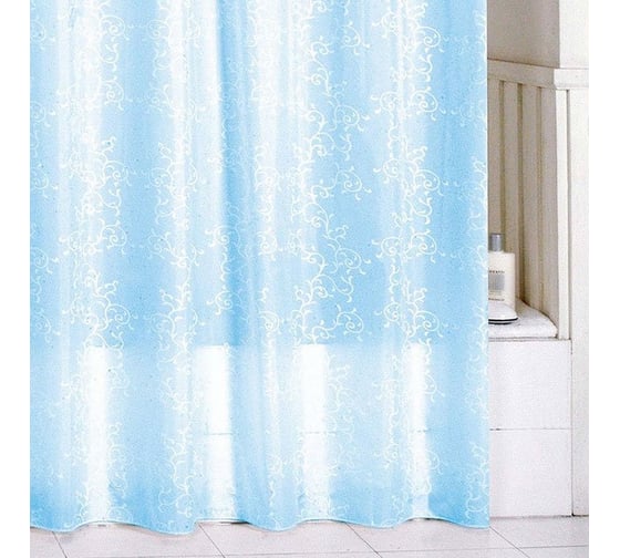 Штора для ванной комнаты Milardo 180х200 см, полиэстер, blue leaf, SCMI083P