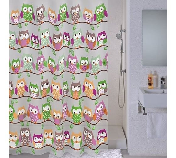 Штора для ванной комнаты Milardo 180х180 см, PEVA, Cheeky owls, 530V180M11