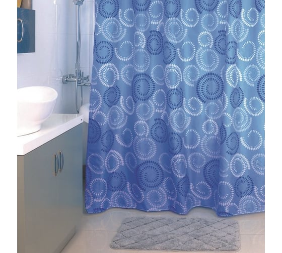 Штора для ванной комнаты Milardo 180х200 см, полиэстер, Ultramarine Dots, 900P180M11