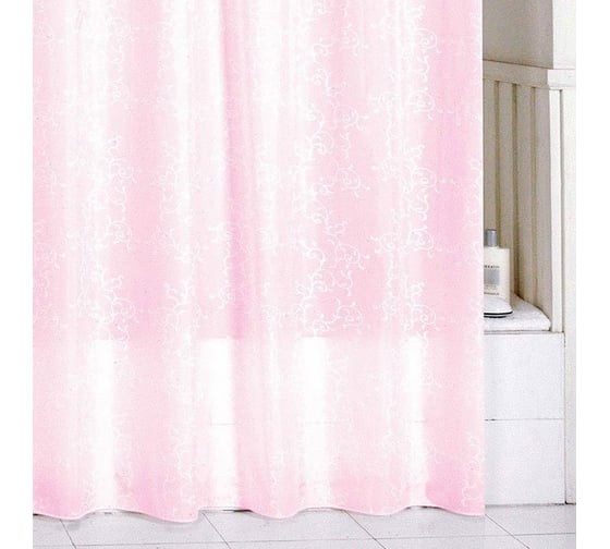 Штора для ванной комнаты Milardo 180х200 см, полиэстер, pink leaf, SCMI085P
