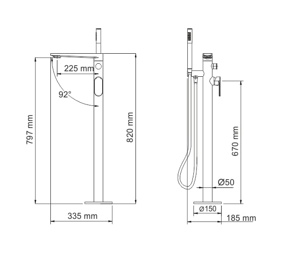 Напольный смеситель для ванны WasserKraft Dinkel 5821