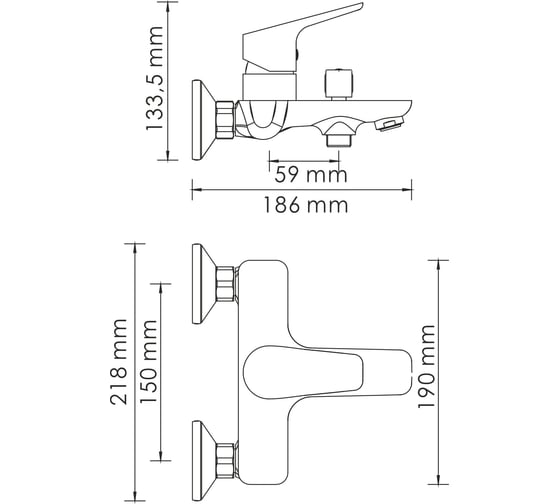 Смеситель для ванны с коротким изливом WasserKRAFT Lippe 4501