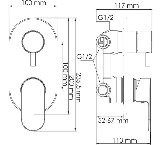 Смеситель для ванны и душа WasserKRAFT Dinkel 5871