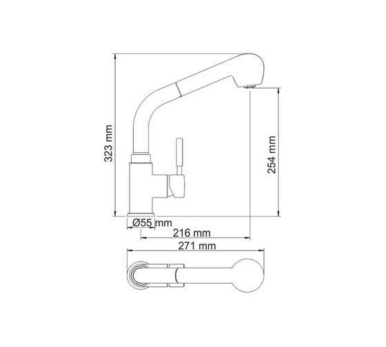 Смеситель для кухни с выдвижной лейкой WasserKRAFT Wern 4266
