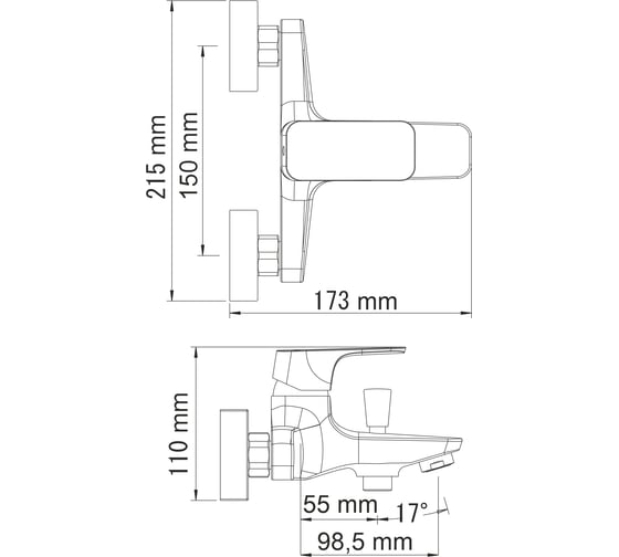 Смеситель для ванны с коротким изливом WasserKRAFT Salm 2701