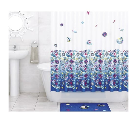 Шторка для ванной, кольца в комплекте WasserKraft Salm SC-13101