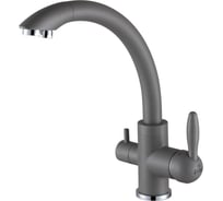 Смеситель для кухни Paulmark ESSEN, серый металлик, две воды, Es213001-402