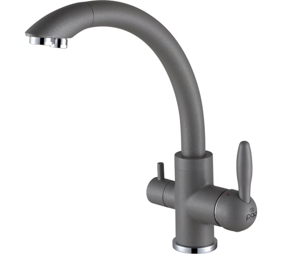 Смеситель для кухни Paulmark ESSEN, серый металлик, две воды, Es213001-402 1