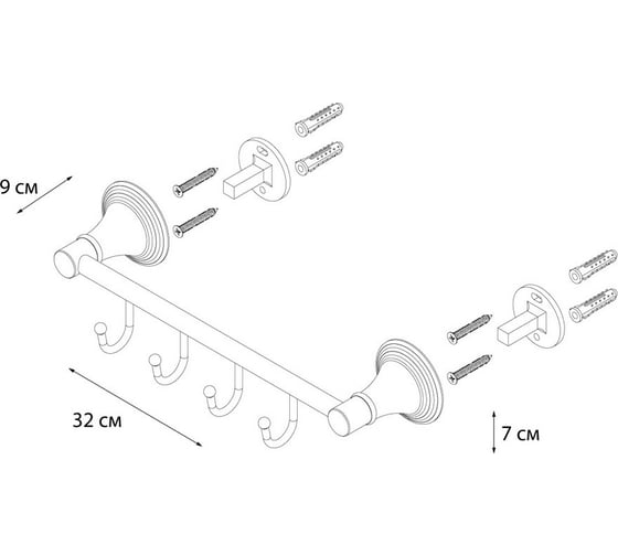 Планка FIXSEN LUKSOR 4 крючка 71605-4B