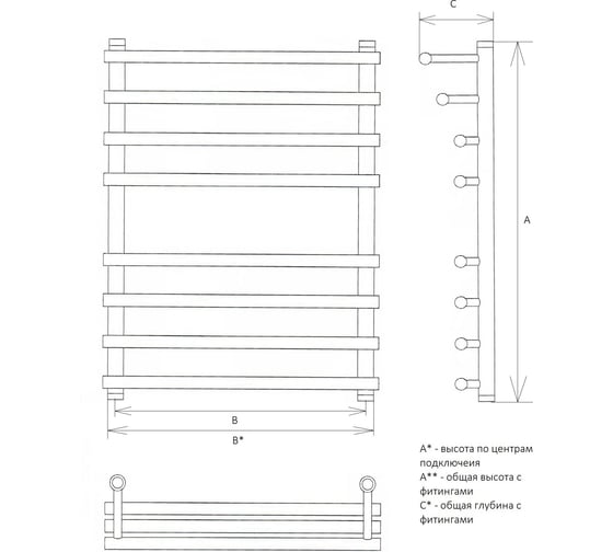 Полотенцесушитель Двин F primo 60/60 1"-3/4"-1/2" Универсальный 4627086004805