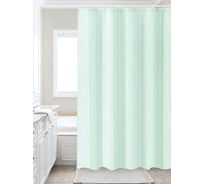 Штора для ванной Zenfort "жаккард" полиэстер, 180x200 см, 12 колец, с утяжелителем, зеленый 104237