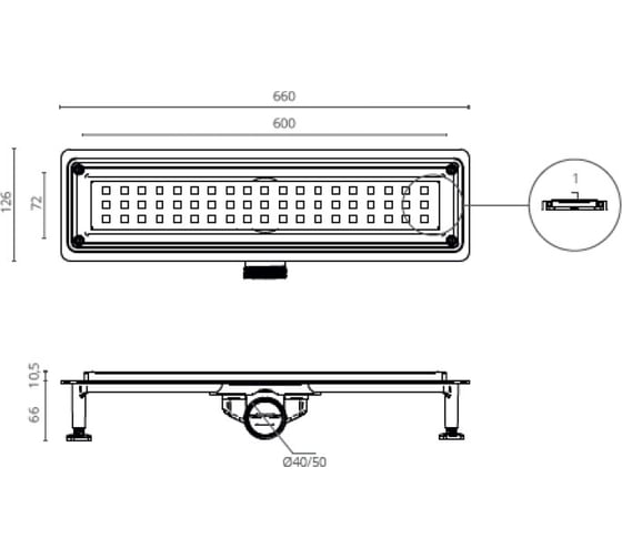 Душевой трап CTESI FLOW SQUARE GOLD 60 см., золото BK4024630/1
