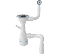 Сифон для керамической мойки Nova Эконом с круглым переливом, выпуск 3 1/2, пластиковый винт 45 мм, с отводом для стиральной машины ,выход гибкая труба 1 1/2-ø40/50 (аналог 1048) 1046