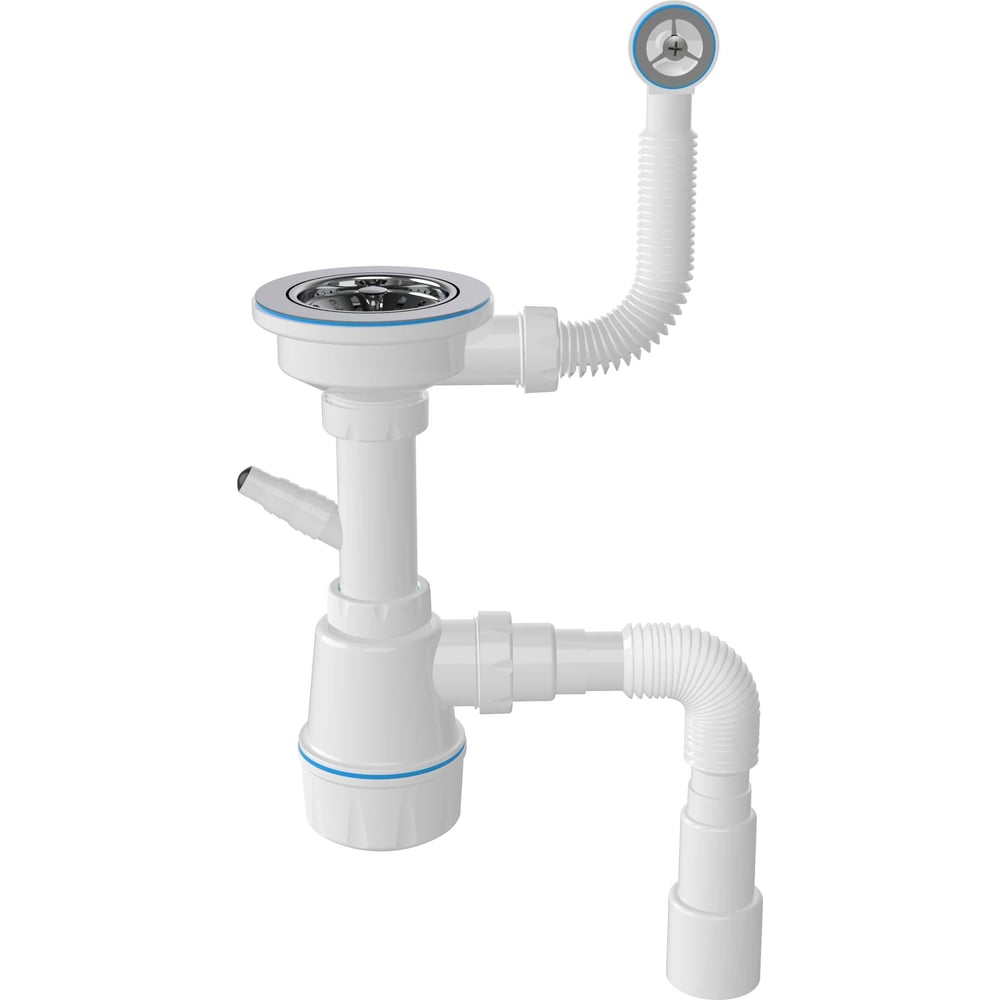 Сифон для керамической мойки Nova с выпуском 3 1/2 с круглым переливом ...